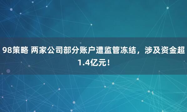 98策略 两家公司部分账户遭监管冻结，涉及资金超1.4亿元！